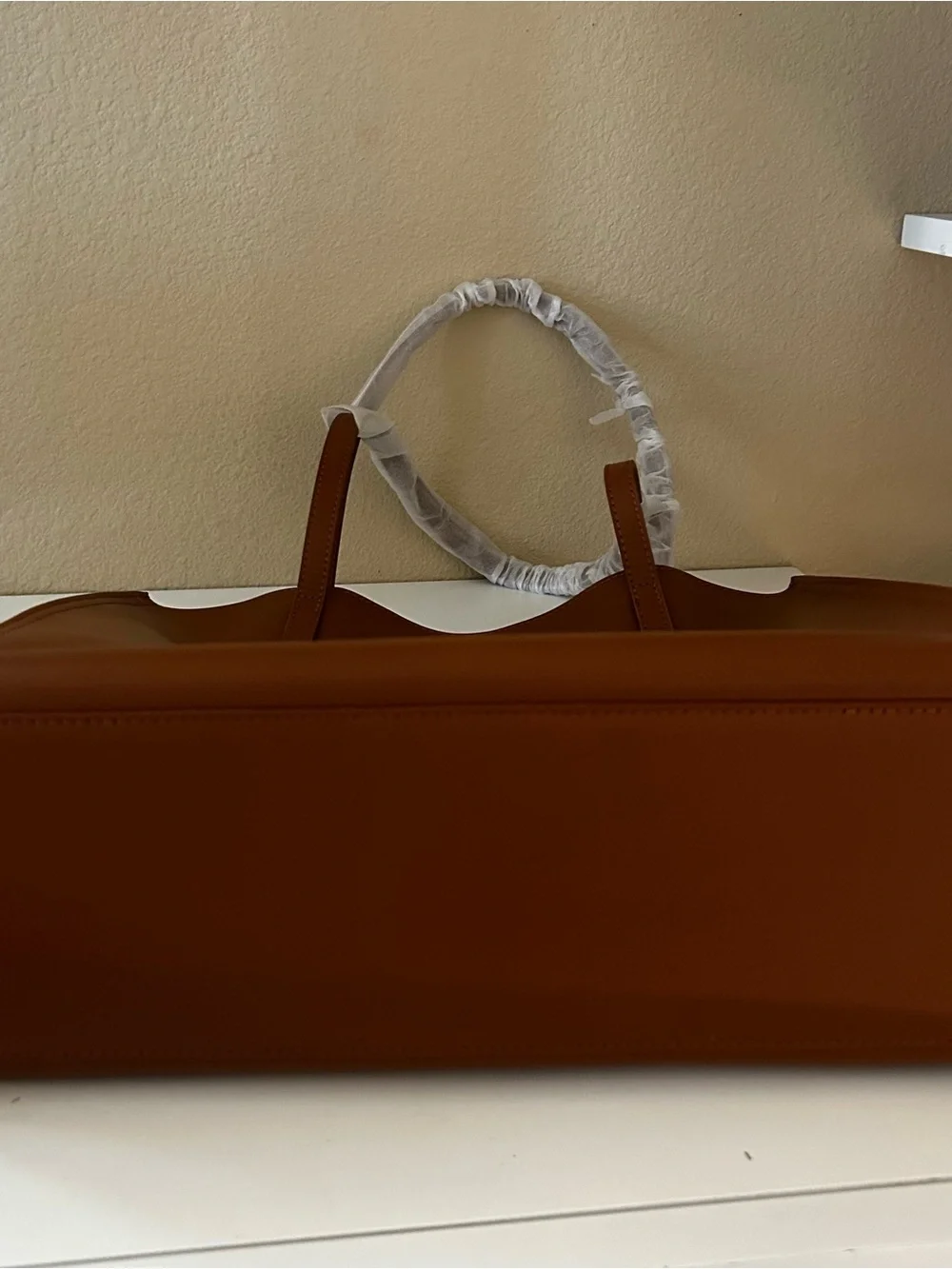 Minimalist Brown Leather Top-Handle Tote Bag